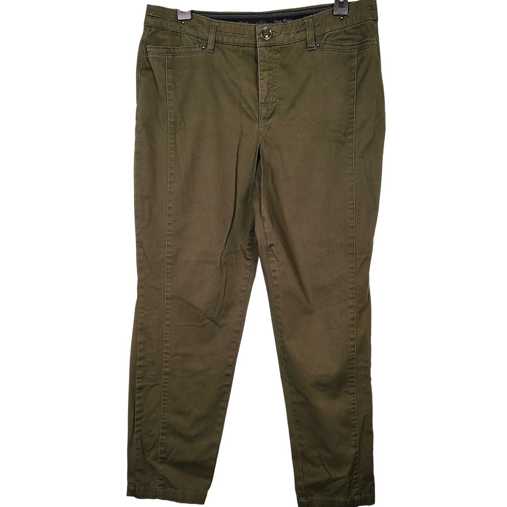 Khakis &‎ Company Womens Olive Green Easy Waist Chino Pants Size 10 Stretch